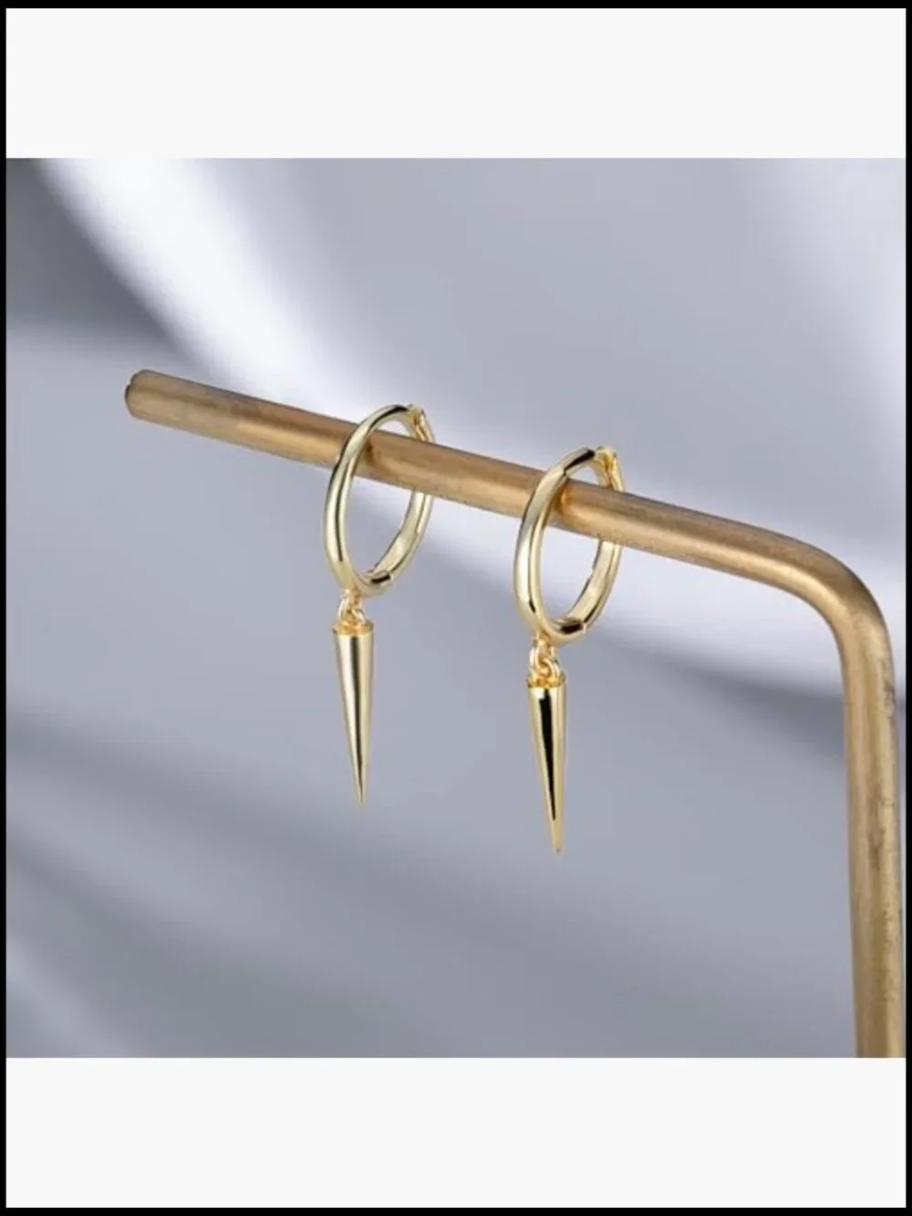 Geometric Spike Small Hoop Earrings Silver Sterling Silver Huggie Drop Minimal